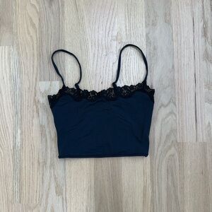 SKIMS Black Lace Trim Fits Everybody Crop Top